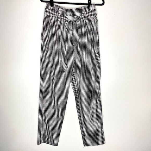H&M Houndstooth High Waist Paperbag Belted Ankle Pant Women's Size 8 - Picture 8 of 8
